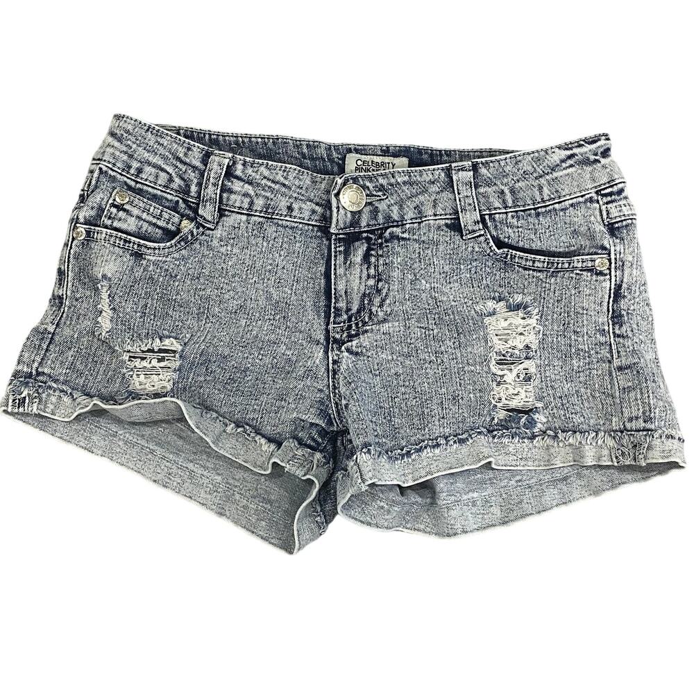 Celebrity Pink Jeans Distressed Low Rise Denim Shorts Size 3